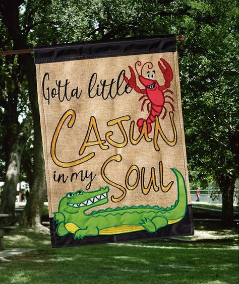 Magnolia Garden Cajun in My Soul Cajun 13 x 18 Small Double Applique Outdoor House Flag Cajun Decor, Magnolia Garden, Magnolia Gardens, Garden Poles, Outdoor House, Flag Sizes, Construction Process, House Flag, House Flags