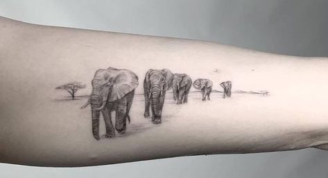 Elephant Family Tattoo, Animal Tattoos For Women, Minimal Tattoo Ideas, Native Tattoos, Elephant Tattoo Design, Mom Tattoo Designs, Mother Tattoos, Family Tattoo, Forearm Tattoo Women