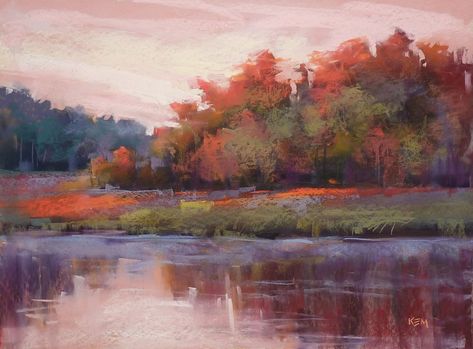 Chalk Pastel Art, Soft Pastel Art, Pastel Artwork, Pastel Landscape, Landscape Art Painting, Chalk Pastels, Autumn Landscape, Pastel Drawing, Pastel Art