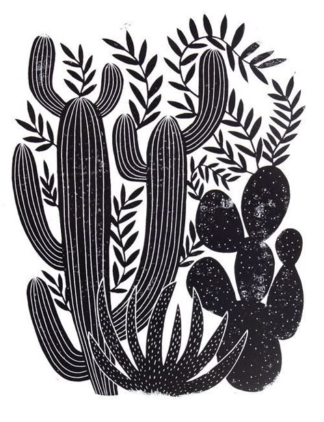 Linoprint Ideas, Carved Stamps, Lino Art, Lino Prints, Lino Cut, Linocut Art, Desert Art, Cactus Art, Encaustic Painting