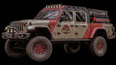 Jurassic Park Vehicles, Jeep Gladiator Custom, Camping Jeep, Built Jeep, Jurassic Park Jeep, Custom Jeep Wrangler, Jeep Camping, Bug Out Vehicle, Dream Cars Jeep