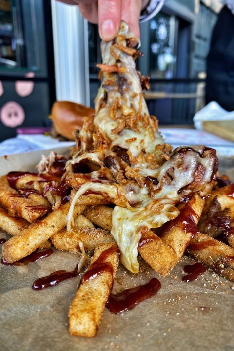 Bbq Pulled Pork Fries, Bbq Loaded Fries, Bbq Fries, Pulled Pork And Waffles, Pork Fries Recipe, Bbq Pulled Pork Loaded Fries, Loaded Pulled Pork French Fries, Pulled Pork And Sides, Pulled Pork Cheese Fries