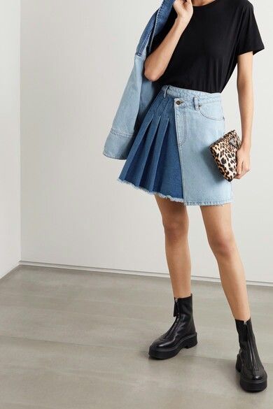 Alexander Mcqueen Jacket, Ropa Upcycling, Denim Wrap Skirt, Denim Inspiration, Diy Skirt, Wrap Mini Skirt, Mcq Alexander Mcqueen, Upcycle Jeans, Denim Trends