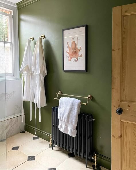 Green Panelled Bathroom, Farrow And Ball Green Bathroom, Lick Green 05 Paint, Green Cloakroom Toilet, Green Skirting Boards, Green Downstairs Toilet, Green Wall Bathroom, Olive Green Bathroom, Olive Green Bathrooms