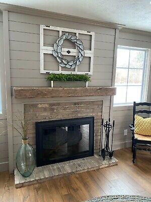 Red brick fireplace mantle