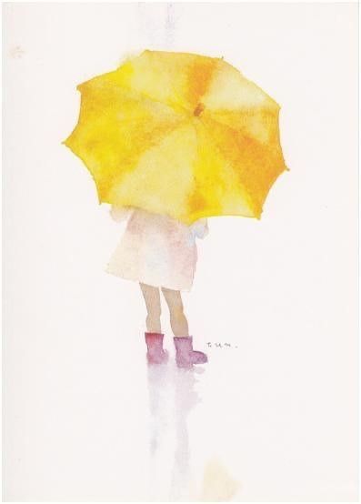 In The Rain, The Rain, Watercolor Painting, Umbrella, Watercolour Painting