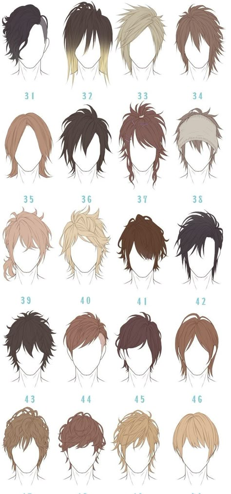 Anime Hair Reference, Hair References Drawing, Boy Hair Drawing, Drawing Male Hair, Hair Drawings, Anime Hairstyles Male, Hair Base, Pelo Anime, الفن الرقمي