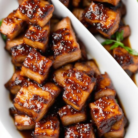 Bourbon-Glazed Pork Belly Chunks Recipe | Recipes.net Teriyaki Pork Belly, Quick Pork Belly Recipes, Pork Belly Bites Recipes, Glazed Pork Belly, Bourbon Pork, Pork Spices, Pork Bites, Teriyaki Pork, Spiced Vegetables