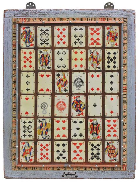 I had been planning to do something cool with a deck of vintage playing cards when I found the right ones with really nice artwork. I got a hold of these French… Playing Card Crafts, Ormanlık Alan, Joker Playing Card, Mesh Wreath Tutorial, Vintage Playing Cards, Christmas Card Crafts, Original Wall Art, Game Room Decor, Vintage Games