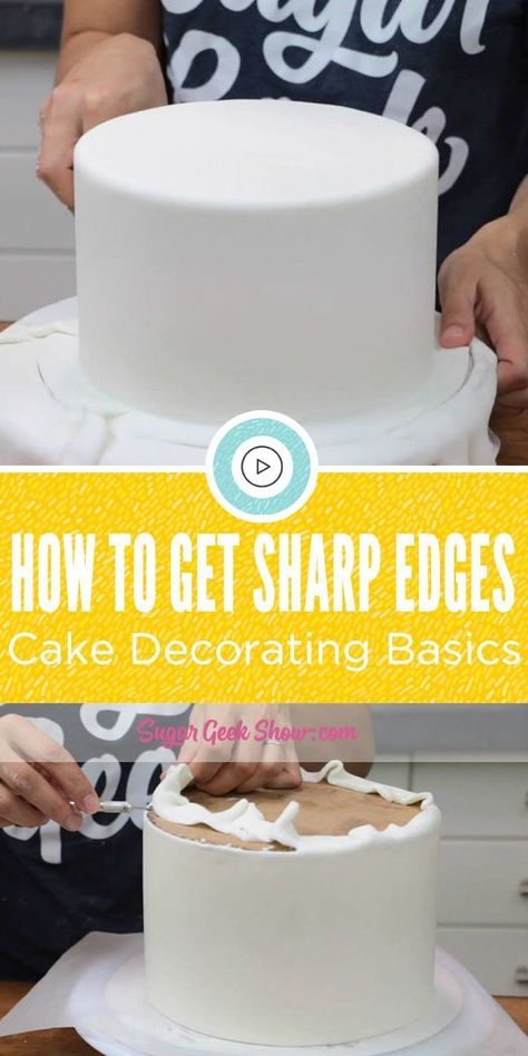 Cake Decorating Basics: How to get Sharp Edges Cake Decorating Basics, Decorating A Cake, Cakes To Make, Creative Cake Decorating, Easy Cake Decorating, Childrens Birthday Cakes, Fondant Figures, Cake Icing, Cake Decorating Tutorials