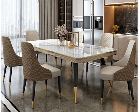 Latest Dining Table Designs, Cheap Dining Room Sets, White Dining Table Set, Latest Dining Table, Stone Top Dining Table, Table For Dining Room, Wooden Dining Table Designs, Sintered Stone Dining Table, Dining Table Design Modern