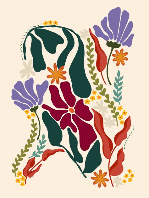 Simple Flower Designs Drawing Paint, Redbubble Wall Art, Flower Surface Pattern, Flower Painting Print, High Quality Poster Prints, Simple Floral Mural Painting, Flower Abstract Illustration, Posca Floral Art, Flower Graphic Illustration