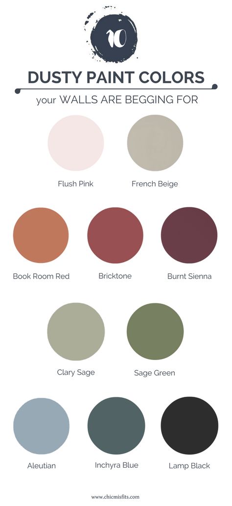 Want a classic yet edgy feel to your space? Dusty paint colors is where it's at. Revive your walls with a dusty paint color for a subtle or bold room overhaul! Bold Interior Color Schemes, Bold Home Color Palette, Bold Room Colors, House Color Pallete, Edgy Color Palette, Bold Wall Colors, Dusty Colours, Indoor Paint Colors, Indoor Paint