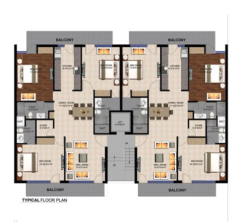 Residential Building Plan, Building Design Plan, Building Layout, Apartment Floor Plan, Building House Plans Designs, Building Plans House, Duplex House Plans, Apartment Floor Plans, Architectural Floor Plans