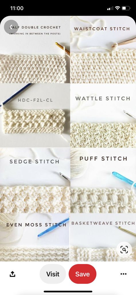 Free Crochet Stitches, Stitches Knitting, Crochet Waistcoat, Tote Crochet, Basketweave Stitch, Crochet Knit Stitches, Start Knitting, Pola Sulam, Crochet Stitches Tutorial