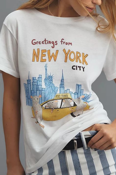 Unfortunate Portrait Greetings from New York Graphic Tee | Anthropologie New York Graphic, Cotton Pullover, 50 Fashion, Leisure Wear, Spring Summer Fashion, Pullover Styling, Clothes For Sale, Graphic Tee, Graphic T Shirt