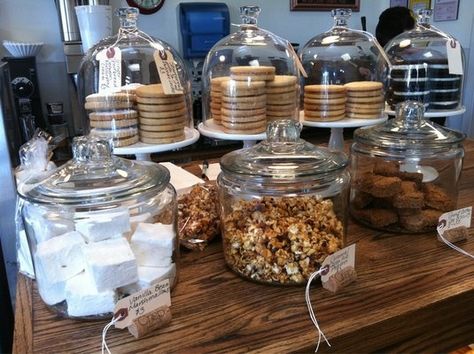 Crisp Bake Shop - cookie/marshmallow/granola display Cookie Marshmallow, Cafe Display, Cookie Display, Pastry Display, Bakery Store, Bakery Display, Coffee Shops Interior, Bakery Design, Cake Bars