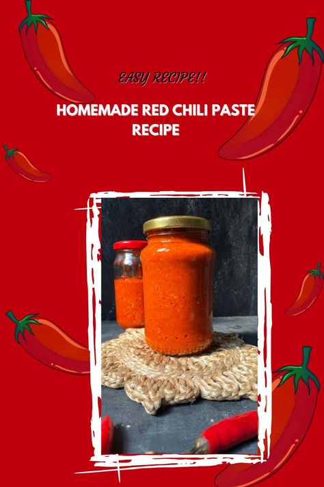 This recipe of Homemade Red Chili Paste is a must have condiment. This is a combination of few simple ingredients, which are transformed into the most delicious, flavorsome and useful red chili paste. This recipe is much more flavorful and tastier than the store brought one. Chili Paste Recipe, Red Chili Paste, Condiments Recipes, Red Chili Sauce, Paste Recipe, Condiment Recipes, Chili Paste, Red Chili, Chili Sauce