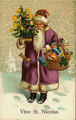 Set of vintage Santa graphics--would like this one. Postcards depicting Father Christmas are better if unusual color coat. Štědrý Den, Images Noêl Vintages, Christmas Jigsaw Puzzles, Victorian Santa, Puzzles For Adults, Vintage Christmas Images, Disney Vintage, Purple Christmas, Christmas Graphics