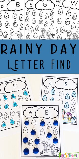 FREE Rainy Day Letter Find- this free printable alphabet worksheets are a fun way for preschoolers to practice letter recognition with a fun spring activities for preschoolers! #preschool #alphabet #letterrecognition Spring Activities For Preschoolers, Fun Spring Activities, Spring Worksheets Preschool, Weather Activities Preschool, Rain Crafts, Letter Recognition Preschool, Spring Preschool Activities, Free Printable Alphabet Worksheets, Preschool Weather