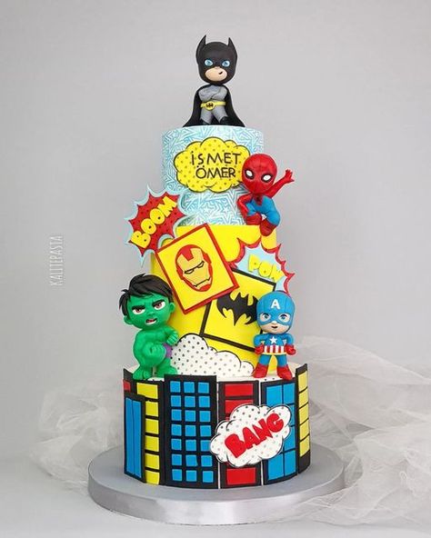 Marvel Cake Ideas Avengers Birthday, Teddy Bear Theme Cake, Bear Theme Cake, Marvel Birthday Cake, Avengers Cake, Spiderman Birthday Cake, Lego Birthday Cake, Fruit Birthday Party, Avengers Theme