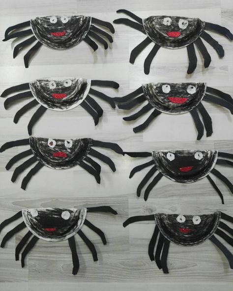 Spider Crafts Preschool, Paper Plate Animals, Animals Craft, Halloween Crafts Preschool, Spider Crafts, Halloween Crafts For Toddlers, October Crafts, K Crafts, Worksheets For Preschool