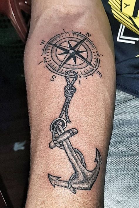 Mens Anchor Tattoo For Men, Anchor And Compass Tattoo For Men, Men Anchor Tattoo, Compass Anchor Tattoo Design Men, Tattoo Anchor Man, Compass With Anchor Tattoo, Anchor Tattoo Design For Men, Compass Anchor Tattoo Design, Ship Anchor Tattoo