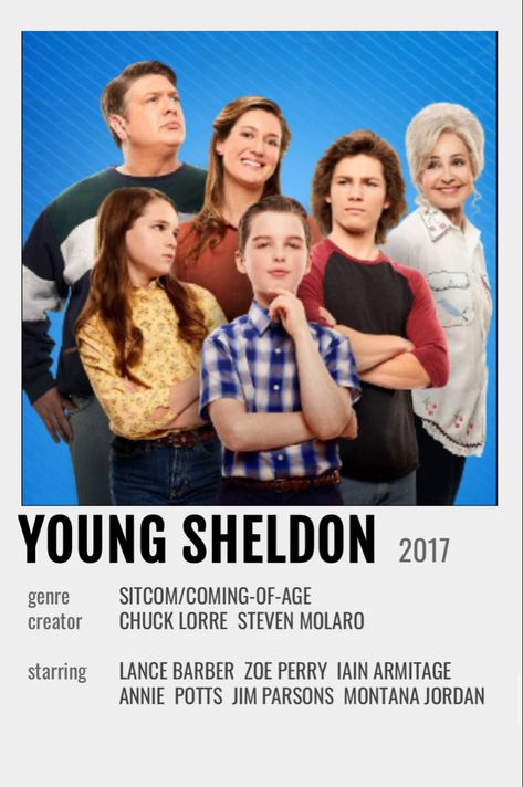 Polaroid Posters Tv Shows, Tv Posters Tv Shows, Movie And Tv Show Posters, Minimalist Tv Show Posters, Young Sheldon Poster, Tiny Posters, Tv Shows Posters, Tv Show Posters, Movie Scrapbook