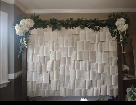 Diy Book Photo Backdrop, Book Backdrop Diy, Fairytale Prom, Woods Decor, Book Backdrop, Book Themed Party, Childrens Books Activities, Book Launch Party, Storybook Wedding