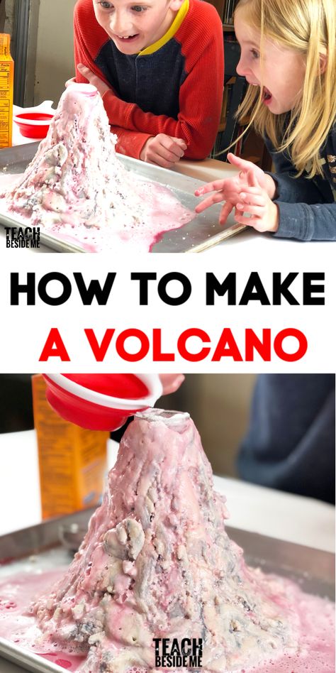 Kids Volcano Experiment, Volcano Science Projects, Volcano For Kids, Make A Volcano, Volcano Projects, Volcano Activities, Making A Volcano, Experiment Science, Projects Science