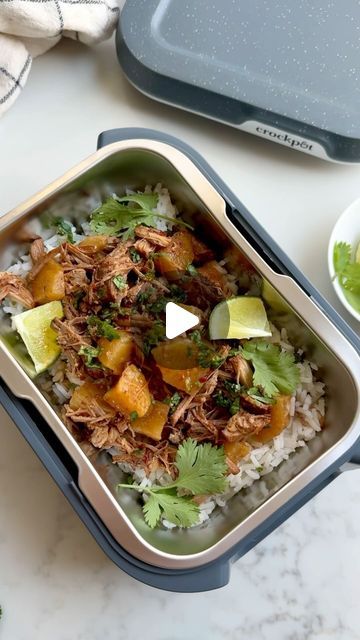 Feta Topalu on Instagram: "Tender, slow cooked al pastor burrito bowls have sweet, spicy, and smoky flavors that’ll remind you of your favorite Mexican taco shop. 🌮🔥

This version of al pastor pork is slow cooked in my handy @Crockpot Slow Cooker until it’s fall-apart, tender. It’s hard to beat the convenience of a hands-off, one bowl, no-marinade kind of dinner, especially on busy weeknights!

My Crock-Pot® GO Portable Food Warmer allows me to enjoy my favorite meals wherever I am—whether it’s during my son’s pick-ups and drop-offs, at the park, or in my home office. Its thermal insulation keeps both hot and cold meals at the perfect temperature. Plus, with the detachable power cord, I can heat up my food so it’s hot and ready whenever I need it. On-the-go meals are that much easier wit Al Pastor Pork, Crockpot Slow Cooker, Taco Shop, Mexican Tacos, Burrito Bowls, My Home Office, Portable Food, Food Warmer, Favorite Meals