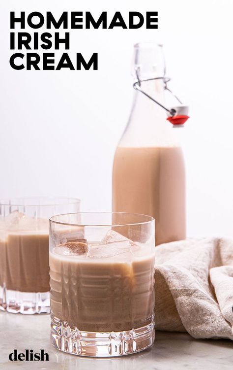 Whether you add it to milkshakes, coffee or drink it straight up, Irish Cream is absolutely delicious and easy to whip up. Diy Irish Cream, Basement Seating, Diy Liquor, Baileys Drinks, Homemade Irish Cream, British Recipes, Mix Drinks, Irish Cream Liqueur, Cream Liqueur