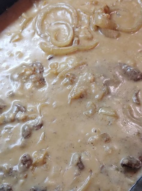 Liver And Onions Recipe Gravy, Beef Liver And Onions Gravy Recipes, Smothered Liver And Onions With Gravy, Liver And Onions With Gravy, Liver Dishes, Beef Liver And Onions Recipe, Fried Liver, Milk Gravy, Cream Gravy