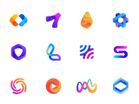 Top 20 Logo Design Trends For 2020 - Logo Design Digital Logo Design, Logos Color, Data Logo, Logo Gradient, Digital Logo, Color Gradients, Colorful Logo Design, Create Logo, Logo Shapes