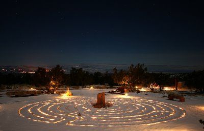 InterLeafings: Santa Fe Chronicles - Cool Ranch Outdoor Rope Lights, Labyrinth Garden, Rope Lighting, Labyrinth Art, Labyrinth Maze, Labyrinth Design, Rope Light, Spiritual Path, Land Art