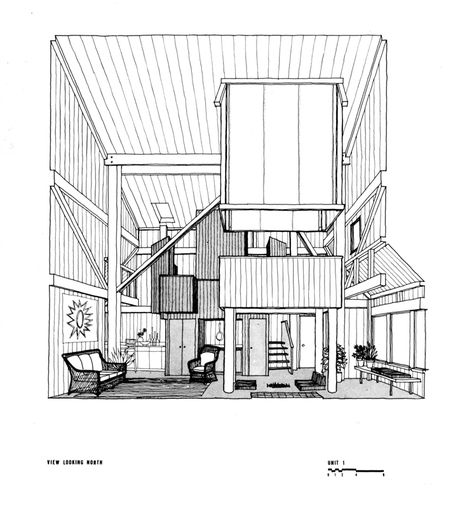 Charles W Moore | Condominium One | Sea Ranc; Sonoma County;California | 1965 Turnbull, William | CED Archives William Turnbull, Charles Moore, Perspective Images, Moore House, Sonoma County California, Louis Kahn, Sea Ranch, Philip Johnson, Fairfax County