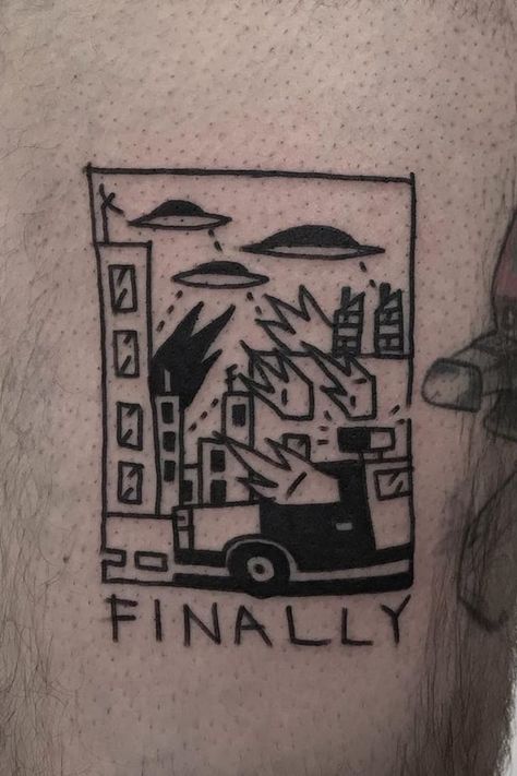 Madness Tattoo Ideas, Dumpster Tattoo, Absurdist Tattoo, Ignorant Tattoo Sleeve, Sarcasm Tattoo, Ignorant Tattoo Ideas, Absurdism Tattoo, Nihilism Tattoo, It Is What It Is