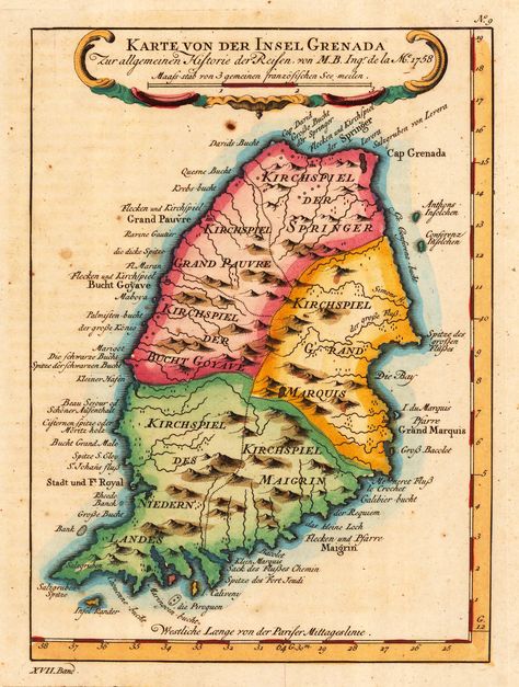 Grenada Map 1756. The best place on earth. Grenada Vacation, Grenada Map, Grenada Island, Grenada Caribbean, Water Island, Pictorial Maps, Uk History, Backpacking Asia, Gps Map