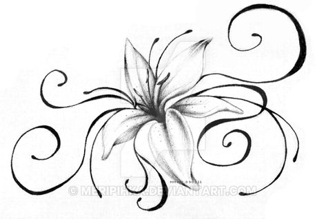 Swirly calla lily tattoo The calla lily is a flower imported from Africa; it derives its name from the Greek word "kalos", or "beautiful", and it´s also called lily of Africa on this account. It sy... Small Lily Tattoo, Tattoo Lily, Lillies Tattoo, Lily Tattoo Design, Lilies Drawing, Lily Flower Tattoos, Lily Tattoo, Tattoo Feminina, Trendy Tattoos