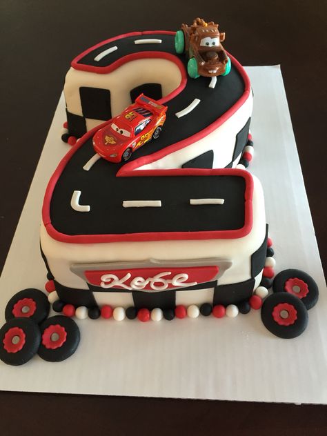 Cars Cake No Fondant, Disney Cars 2nd Birthday Cake, Red Car Birthday Cake, Disney Cars Birthday Cake Ideas, Cars Movie Theme Cake, Cars Disney Birthday Cake, Car Cakes Design, Cars 2 Birthday Cake, Cars Movie Cake Ideas