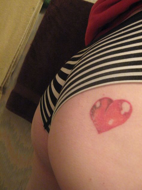 Carebear heart! Carebear Heart Tattoos, Care Bear Heart Tattoo, Heart On Chest Tattoo, Tender Heart Care Bear, Care Bear Tattoo, Heart Tat, Side Hip Tattoos, Care Bear Tattoos, Side Thigh Tattoos