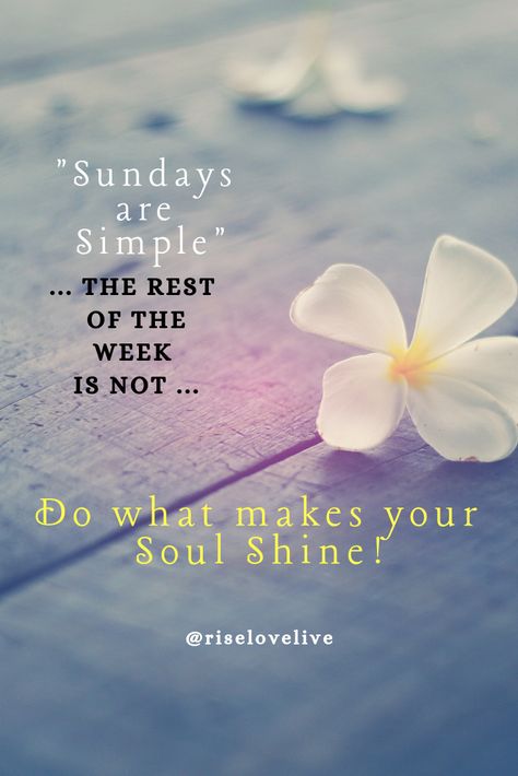 "Sundays are Simple" Do what makes your Soul Shine! Encourage others and keep the movement going!  #sundays #recharge #selflove #sundaysaresimple  #letyoursoulshine #inspirationalquotes #inspiration #quotes Soulful Sunday Quotes, Super Soul Sunday Quotes, Let Your Soul Shine, Weekend Wishes, Good Morning Sunday Images, Sunday Morning Quotes, Therapy Business, Massage Therapy Business, Soul Sunday