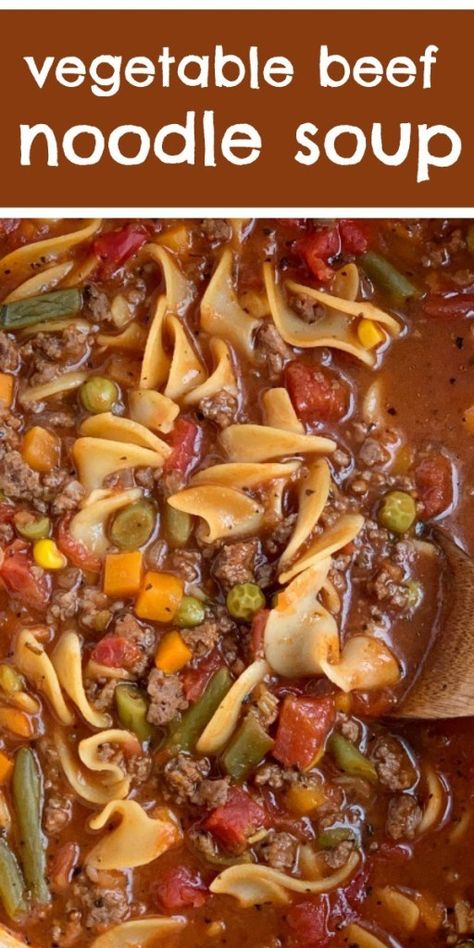 Beef Noodle Vegetable Soup, Egg Noodle Soup Recipes, Vegetable Beef Noodle Soup, Tomato Beef, Soup Beef, Soup Vegetable, Beef Soup Recipes, Soup With Ground Beef, Beef Noodle Soup