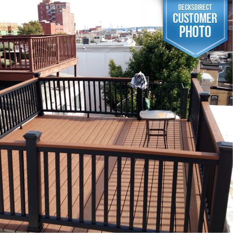 Trex Deck Railing, Black Spindles, Trex Deck Colors, Brown Deck, Black Railing, Trex Transcend, Deck And Patio, Dream Deck, Deck Colors