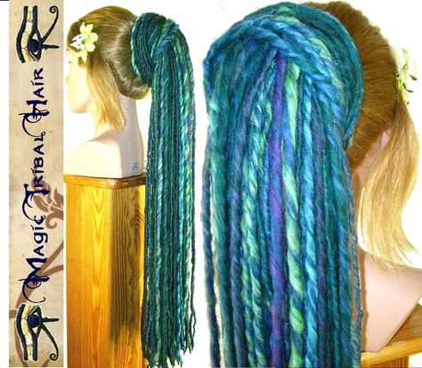 How to Make Yarn Braids and Yarn Dreads - Darn Good Yarn - Darn ...                                                                                                                                                                                 More Yarn Dreadlocks, Yarn Braids Styles, Dreads Diy, Boho Hair Piece, Yarn Dreads, Rasta Hair, Dread Falls, Diy Hair Extensions, Yarn Wig