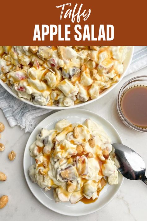 Taffy Apple Salad, Peanut Butter Salad, Pineapple Salad Recipes, Dessert Salad Recipes, Caramel Apple Salad, Snicker Apple Salad, Snickers Salad, Taffy Apple, Apple Salad Recipes