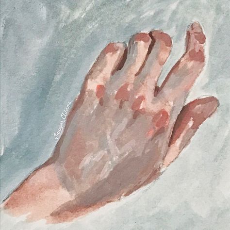 Gouache Hands, Art Ideas Gouache, Hand Paint Reference, Closed Hand Reference Drawing, Gouache Hand Painting, Hand Oil Pastel, Gouache Paintings Ideas, Hand Oil Painting, Watercolor Hands