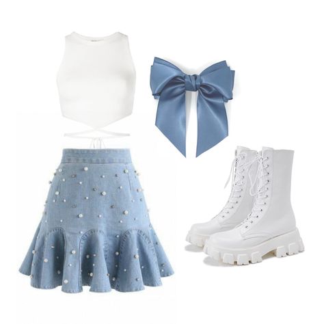 Txt Concert Outfit Blue And White, Blue And White Concert Outfits, Kpop Stage Outfits Ideas Y2k, Light Blue Concert Outfit, Blue Kpop Outfit, Seventeen Concert Outfit Ideas, Zb1 Concert, Blue Concert Outfit, Preformance Outfits