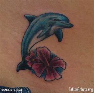 Dolphin Tattoo Black Women, Dolphin And Flower Tattoo, Flower Dolphin Tattoo, Dolphin Memorial Tattoo, Hawaii Dolphin Tattoo, Ocean Tattoos Dolphin, Dolphin Hawaiian Tattoo, Anchor Flower, Dolphins Tattoo