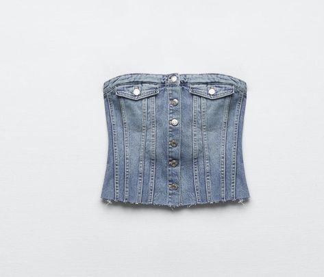 Jean Corset Top, Jean Corset, Denim Tube Top, Denim Corset Top, Blue Demon, 2023 Ss, Denim Corset, Style Tops, Jean Top